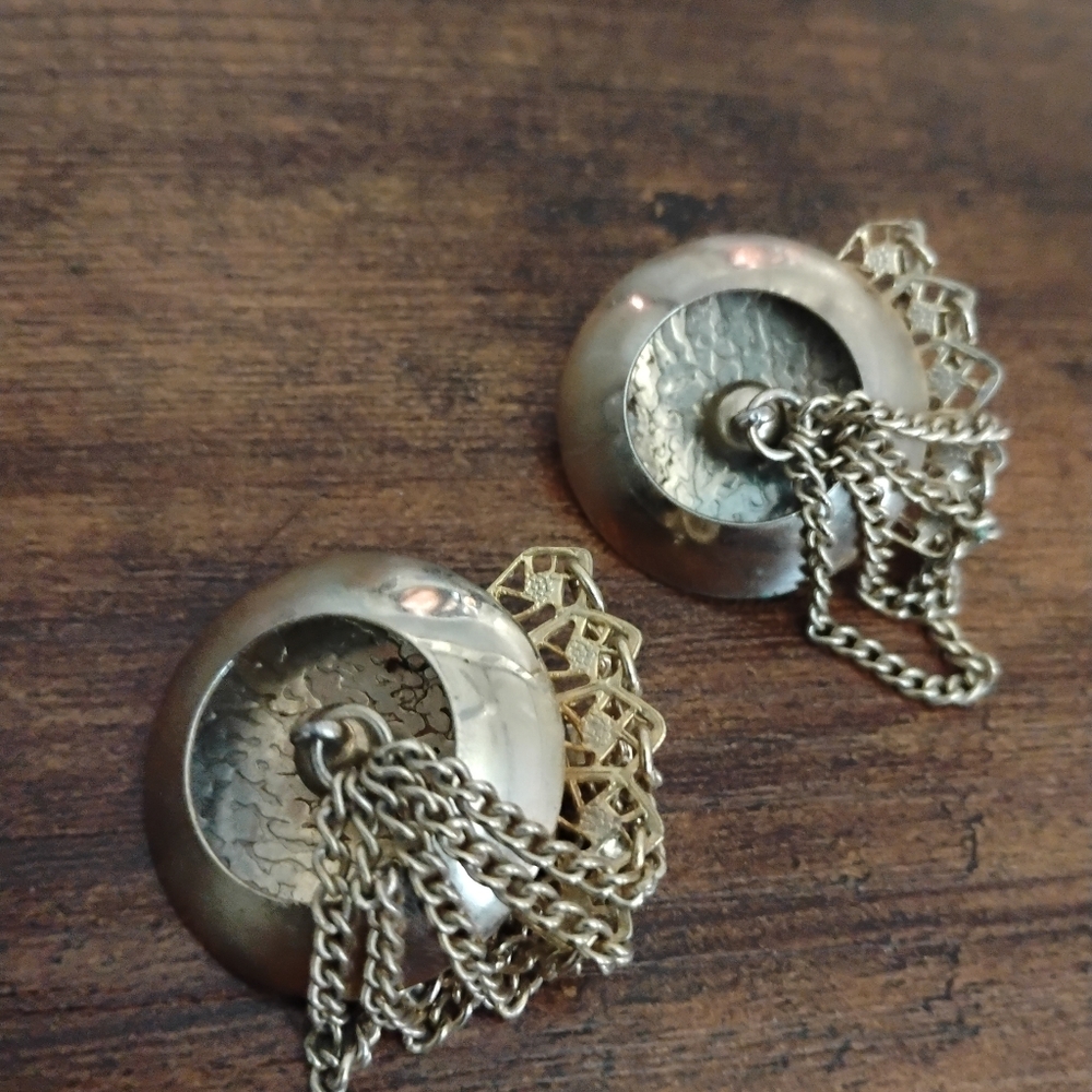 Elegant Gold and Silver Chain Earrings Clip On